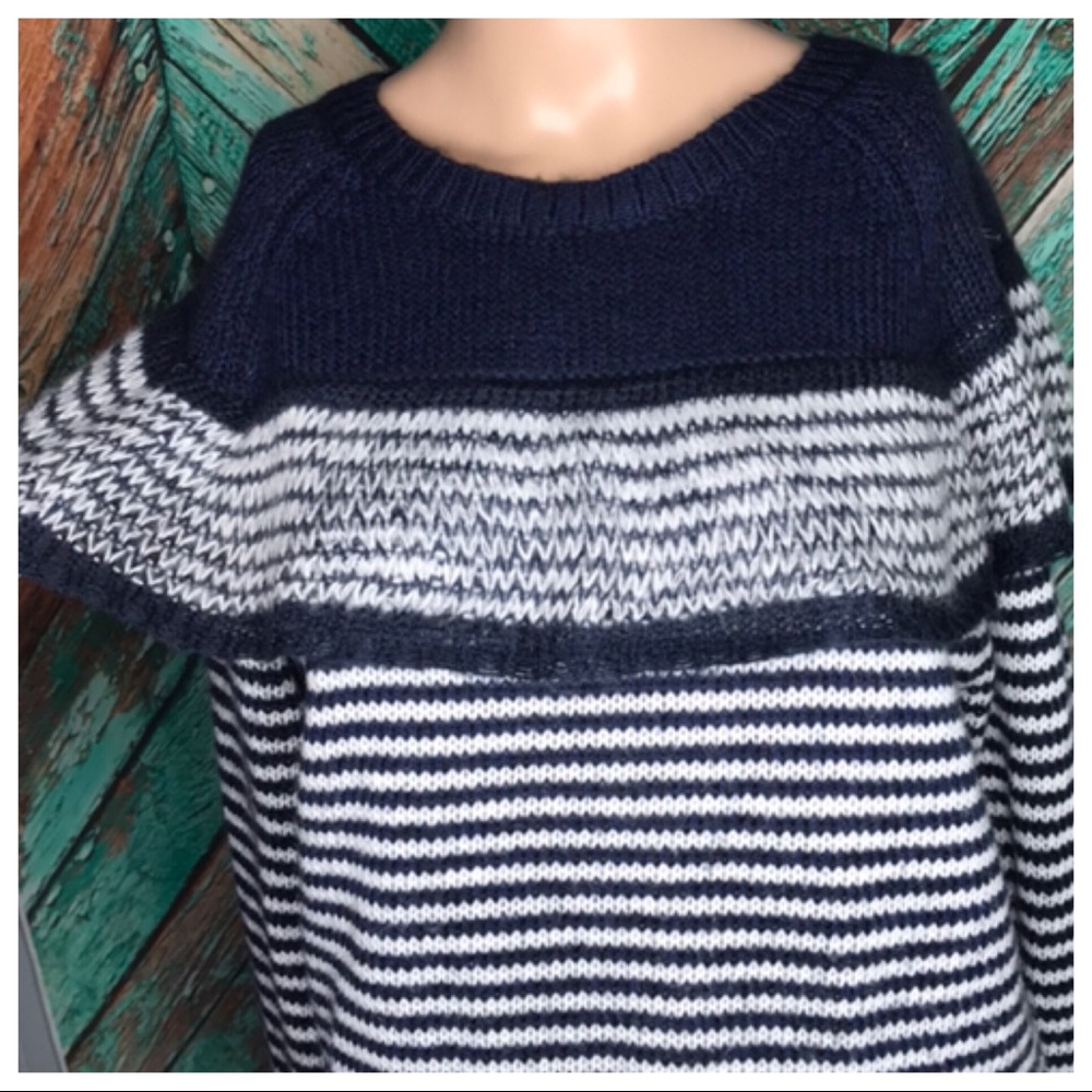 Q2 Striped Ruffle Top Acrylic Sweater - Picture 5 of 6